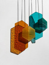 Geometrische Formen Sonnenfänger, eckige minimalistische Glas Deko in orange und grün